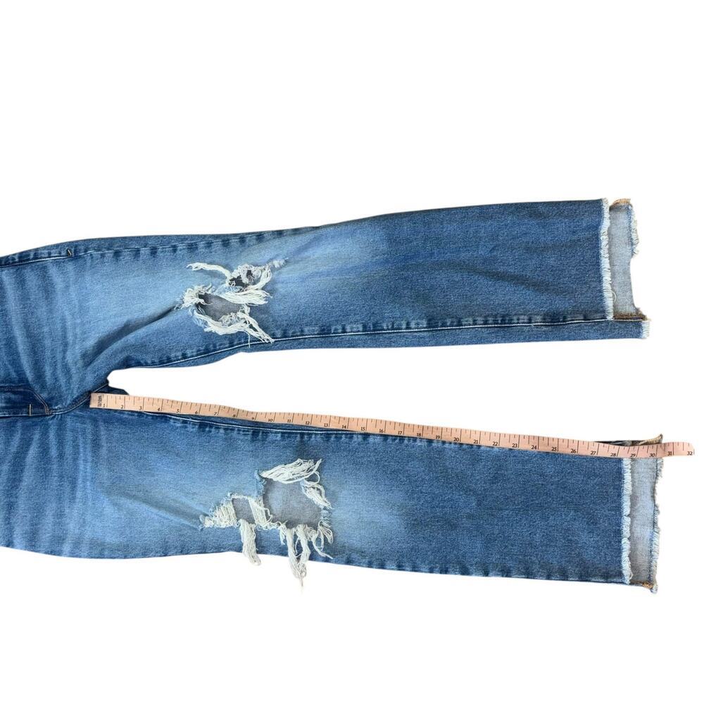 Good American Good Leg Jeans Straight Leg Distressed Denim Women’s 24 Classic - Picture 13 of 13